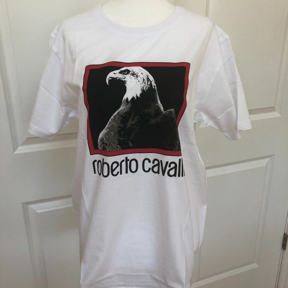 Bald Eagle Graphic Print Logo T-shirt from Roberto Cavalli